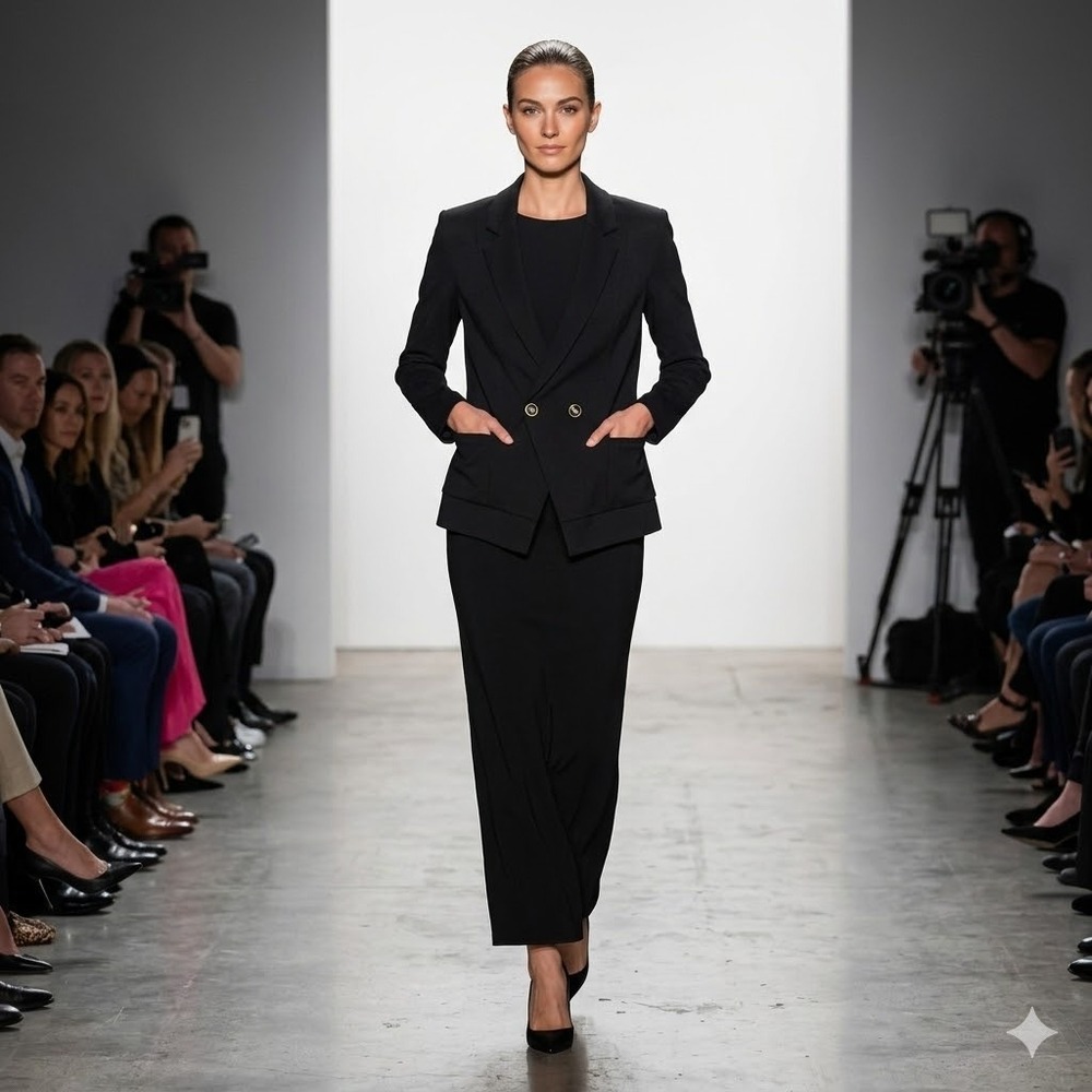 NWT White House Black Market Blazer 4P Black Ponte Knit Office Tailored Academia